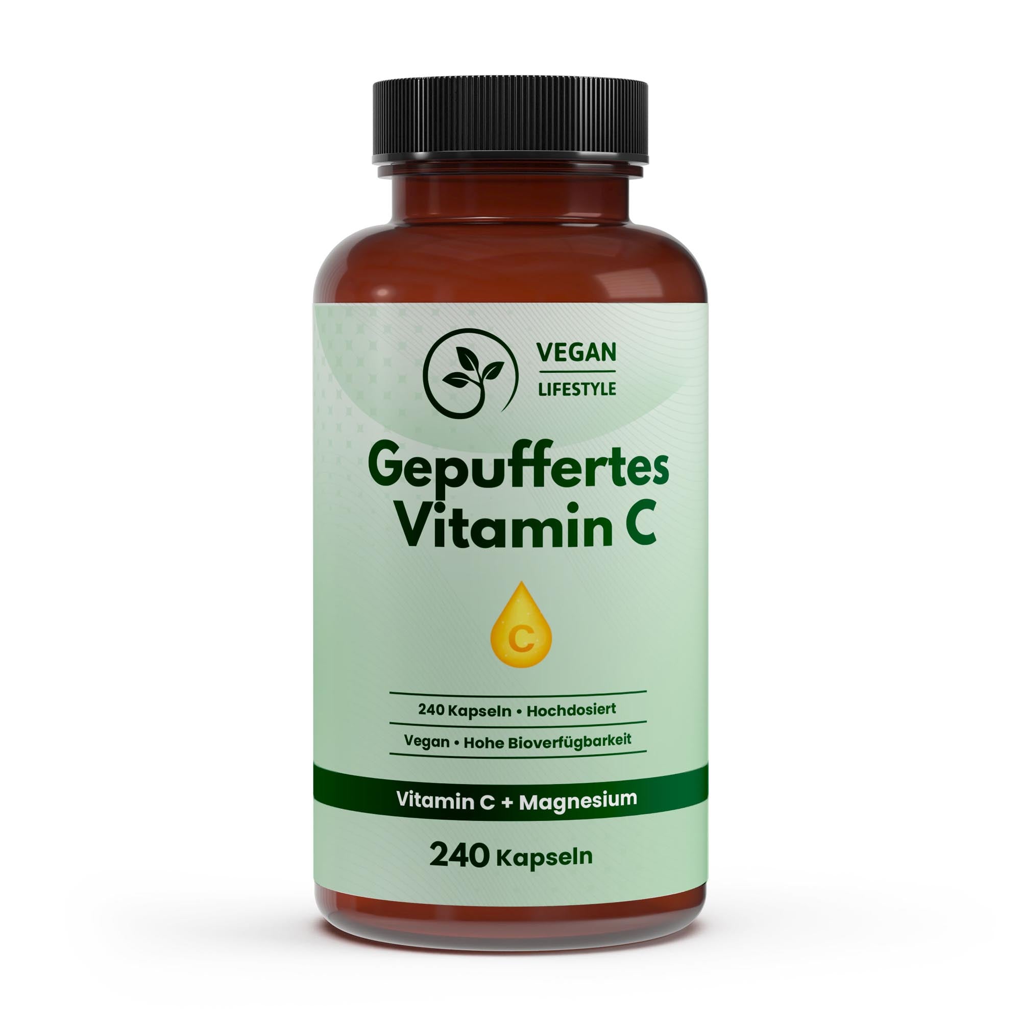Gepuffertes Vitamin C 500mg + Magnesium - 240 vegane Kapseln