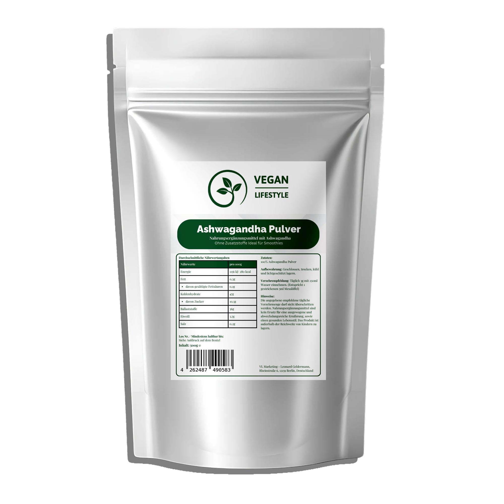 Ashwagandha Pulver - 500g Doypack - vegan
