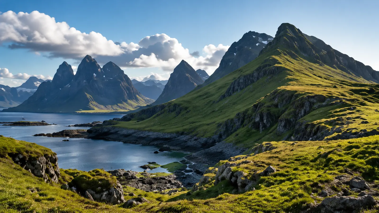 Markante Bergspitzen und Küstenlandschaft auf der Isle of Skye