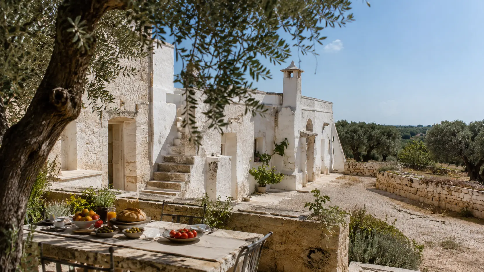 Apulische Masseria zwischen Olivenbäumen – vegane Hotels in Apulien