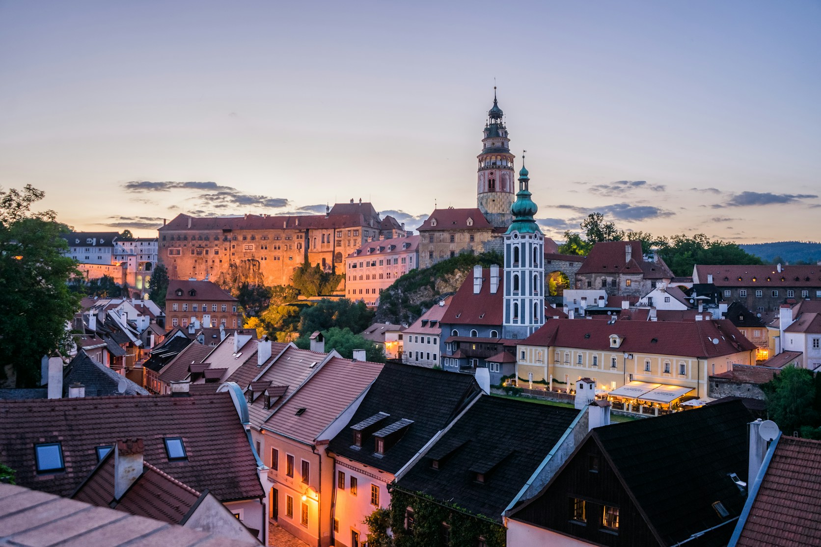 Dächer von Český Krumlov in Südböhmen
