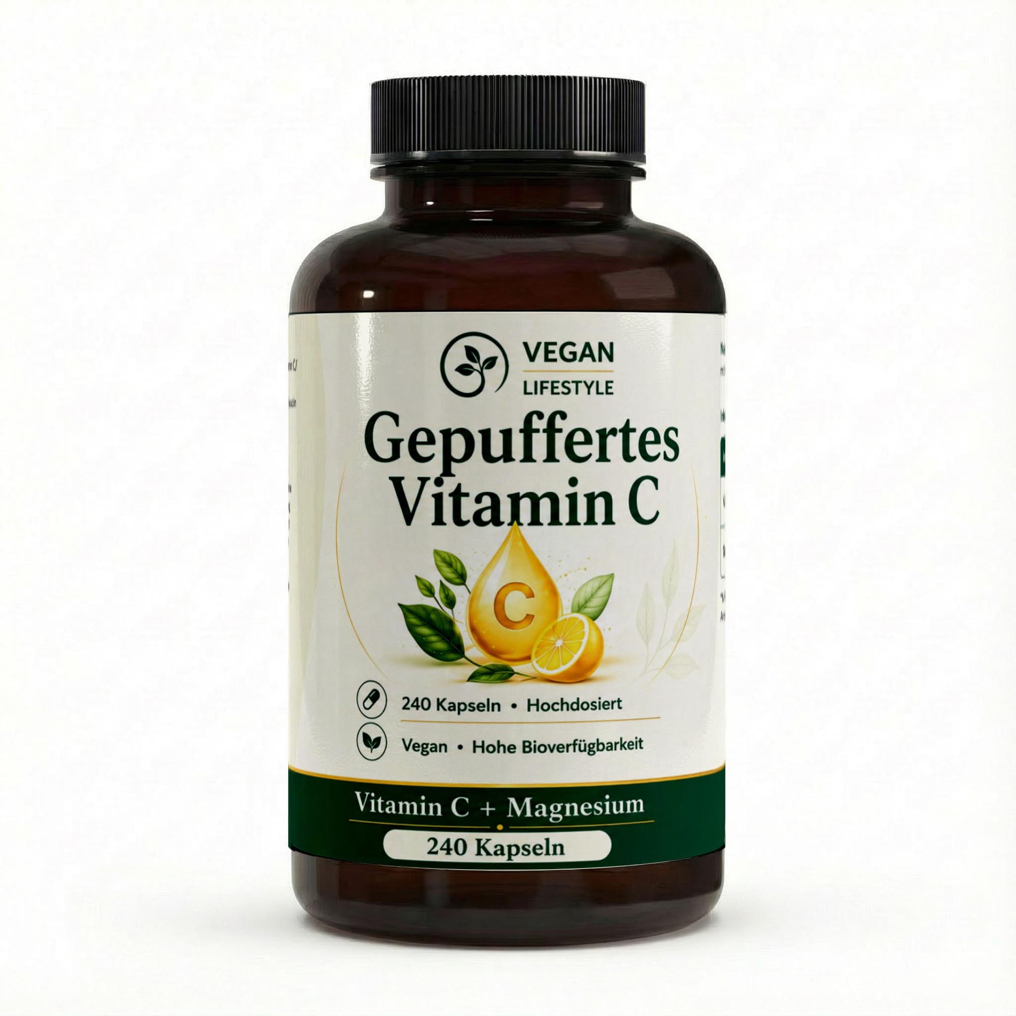 Gepuffertes Vitamin C 500mg + Magnesium - 240 vegane Kapseln
